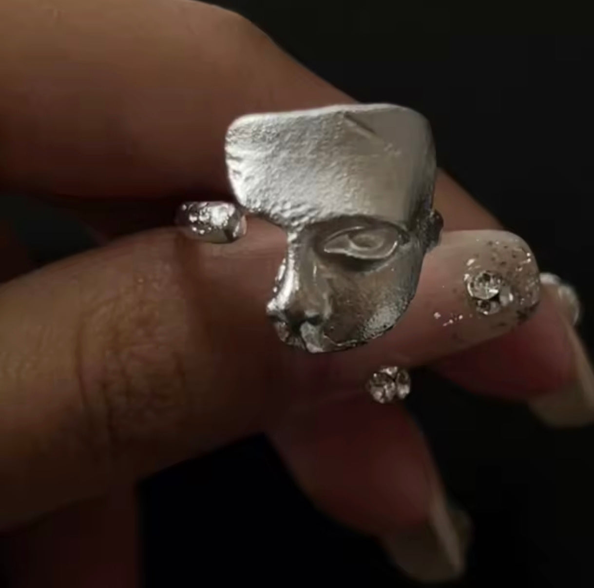 Sculptural Face Statement Ring