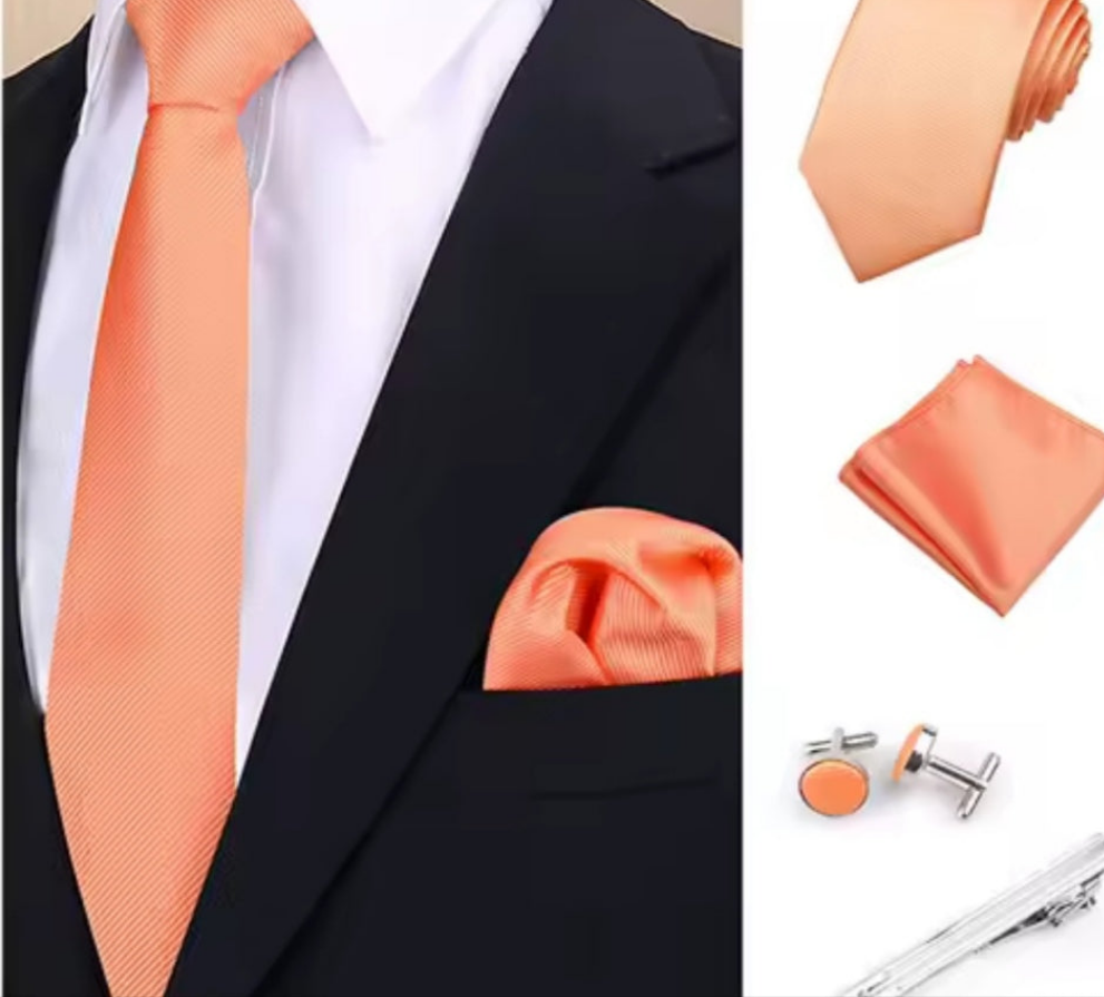 Mens Tie Set, In Peach