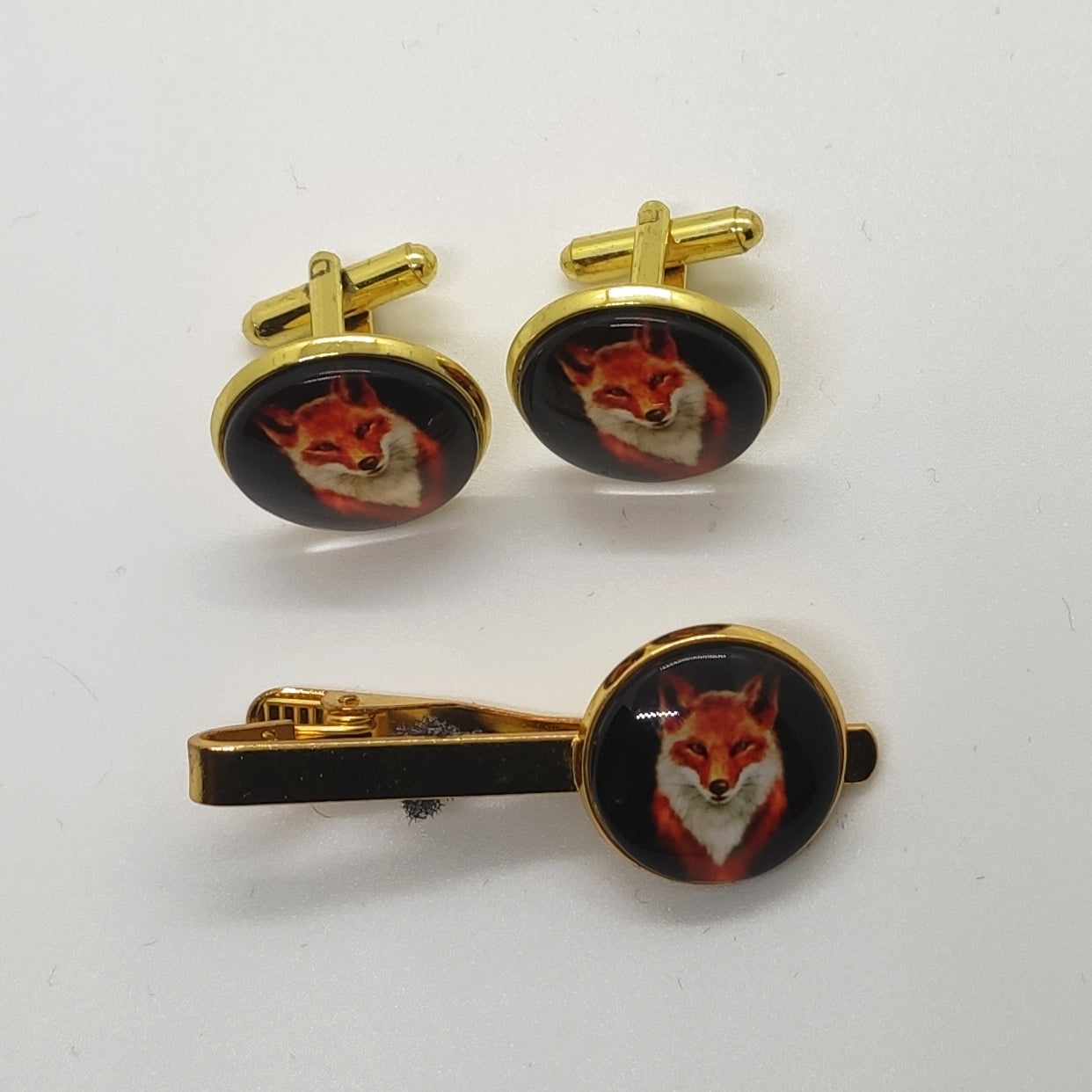 Fox Cufflinks and Tie Clip Set