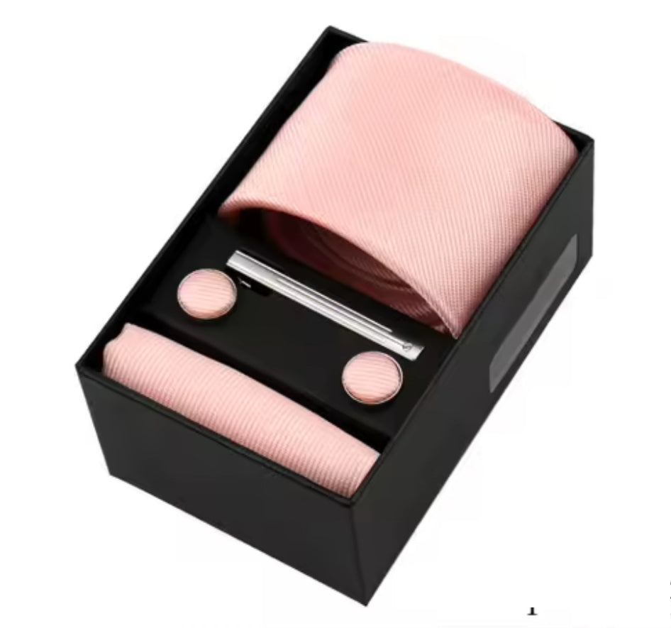Men's Tie Set in Salmon Pink