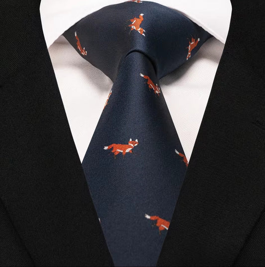 Mens Tie with Fox Motif
