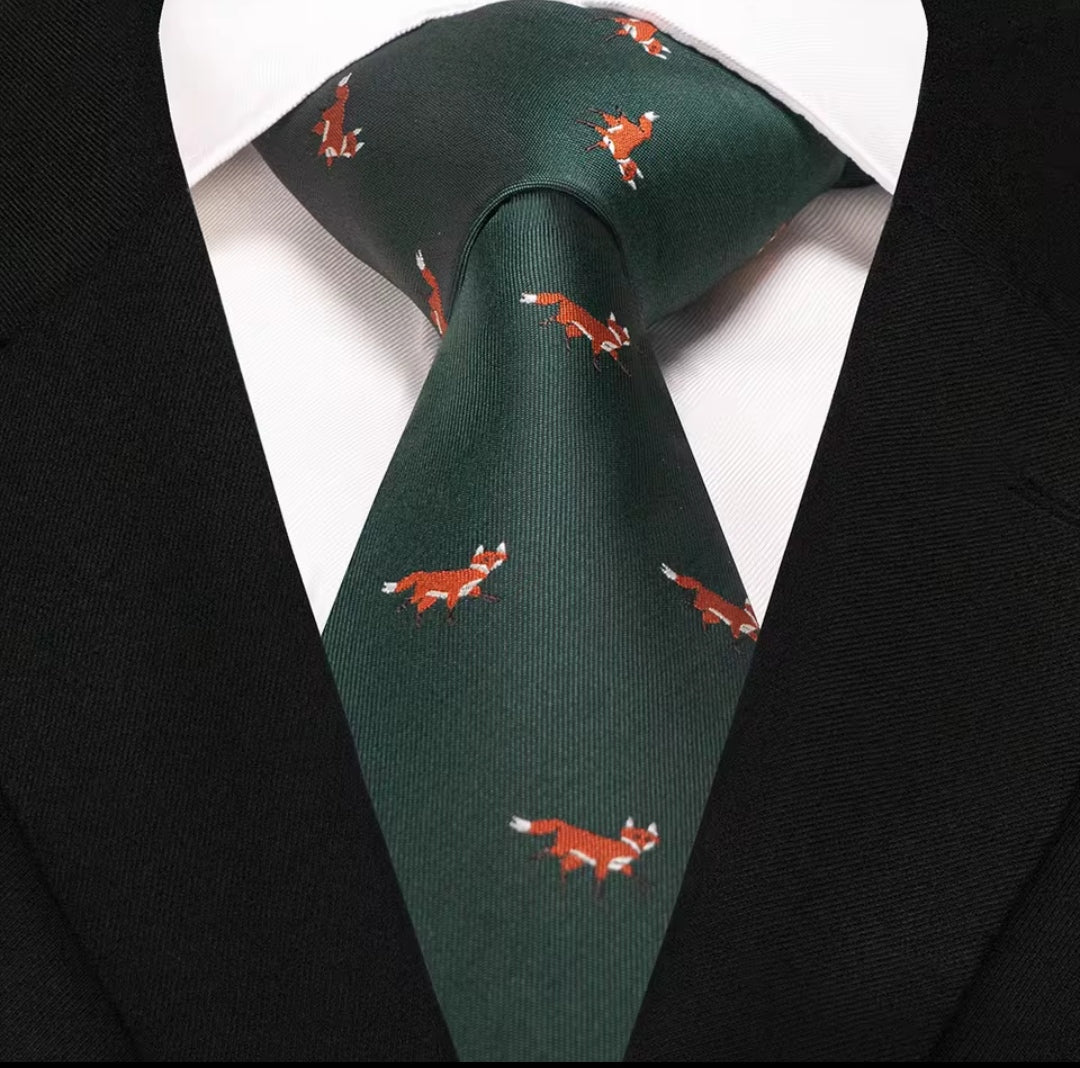 Mens Tie with Fox Motif