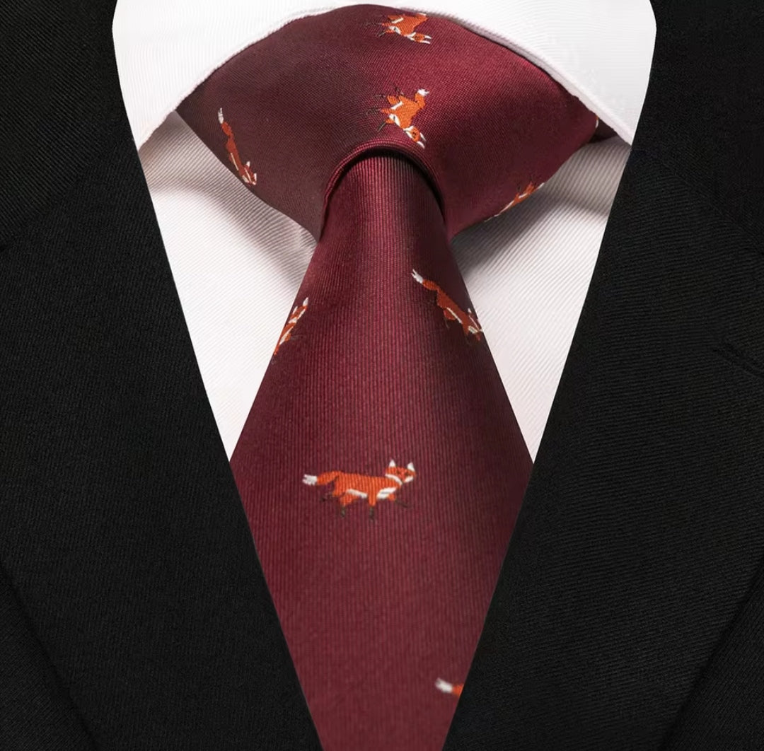 Mens Tie with Fox Motif