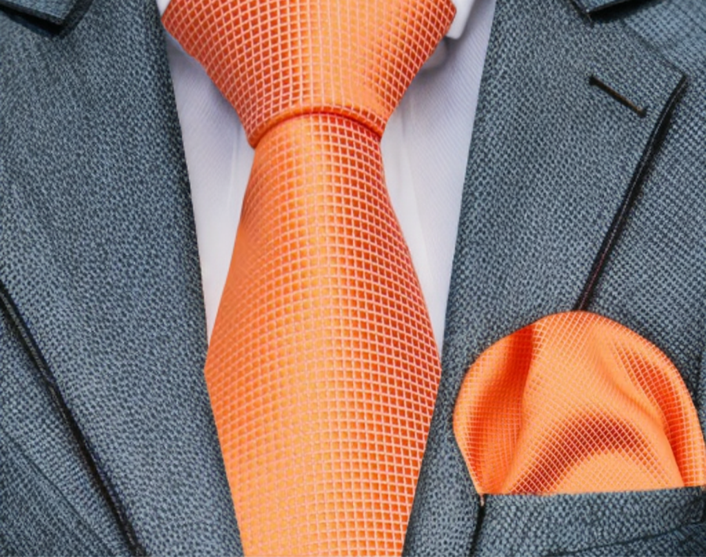 Mens Tie Set in Tangerine