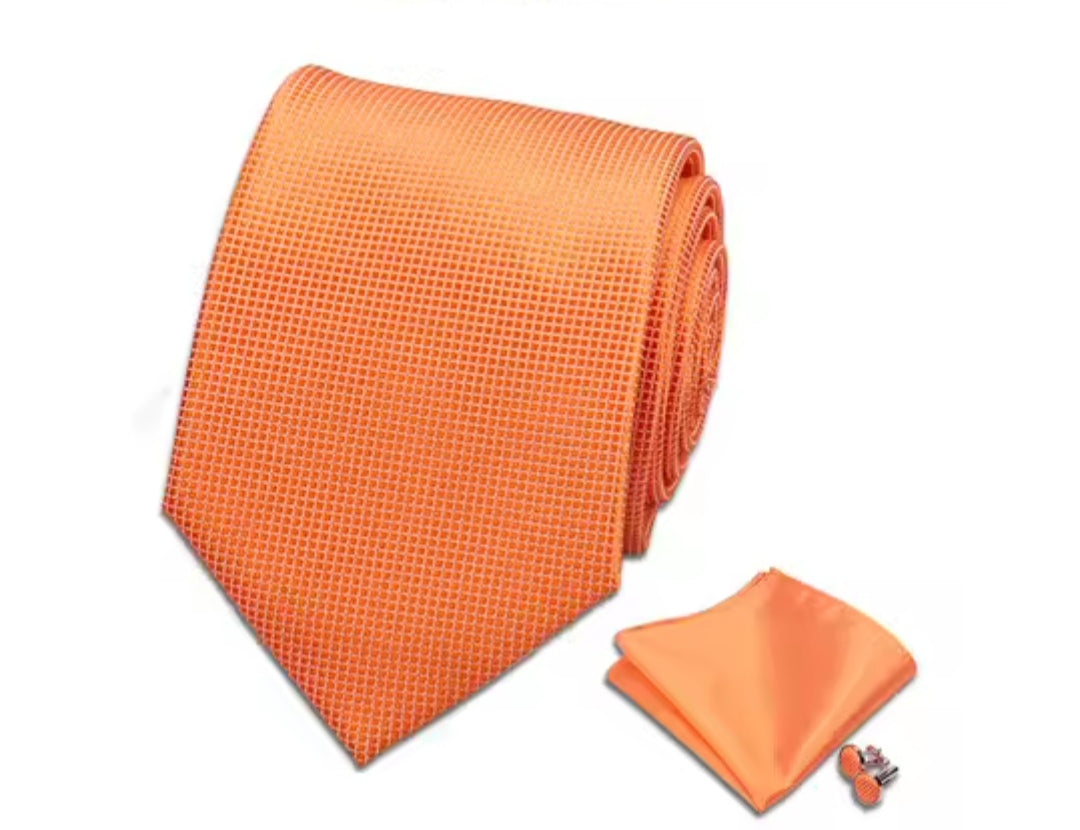 Mens Tie Set in Tangerine