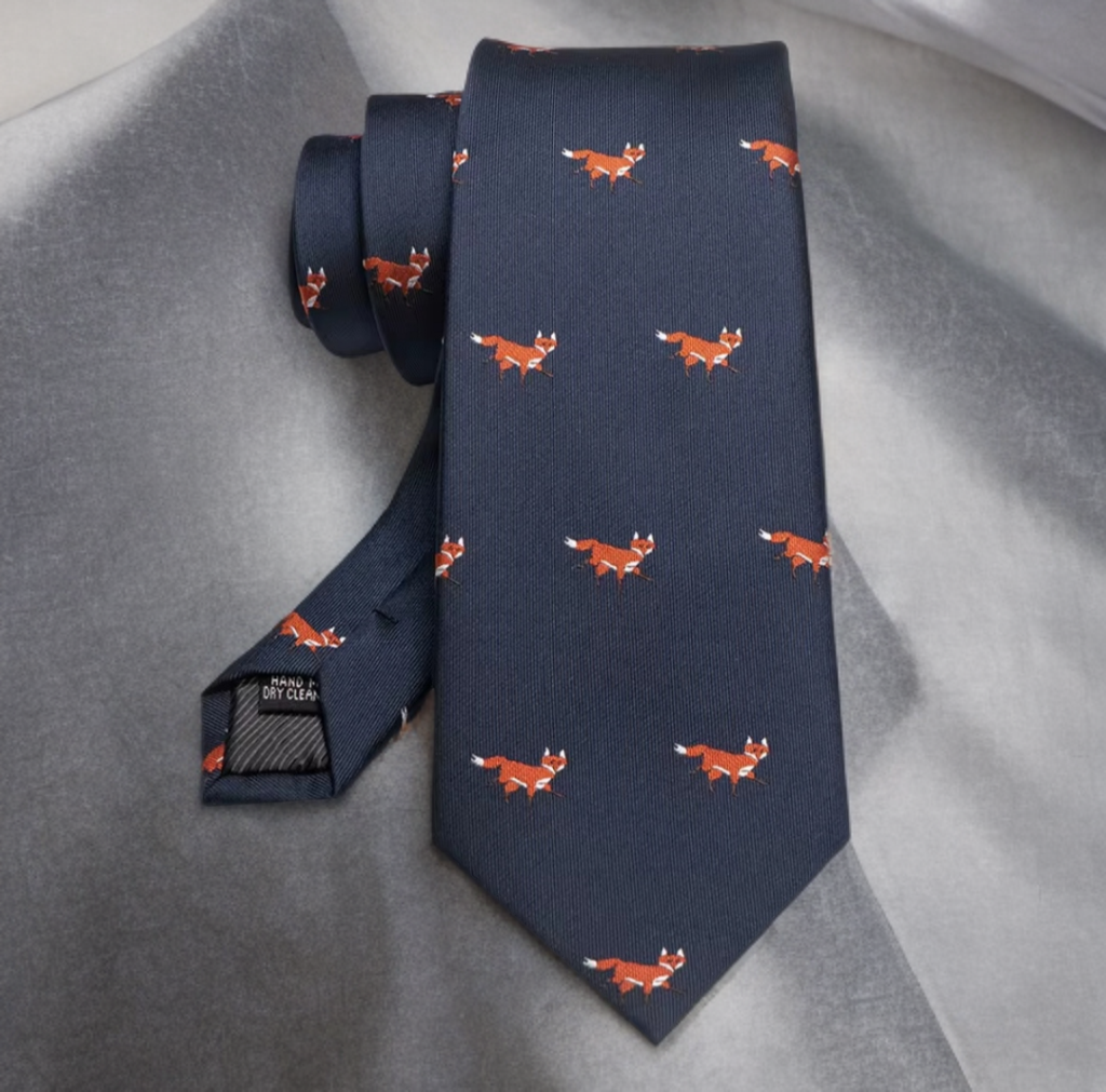 Mens Tie with Fox Motif