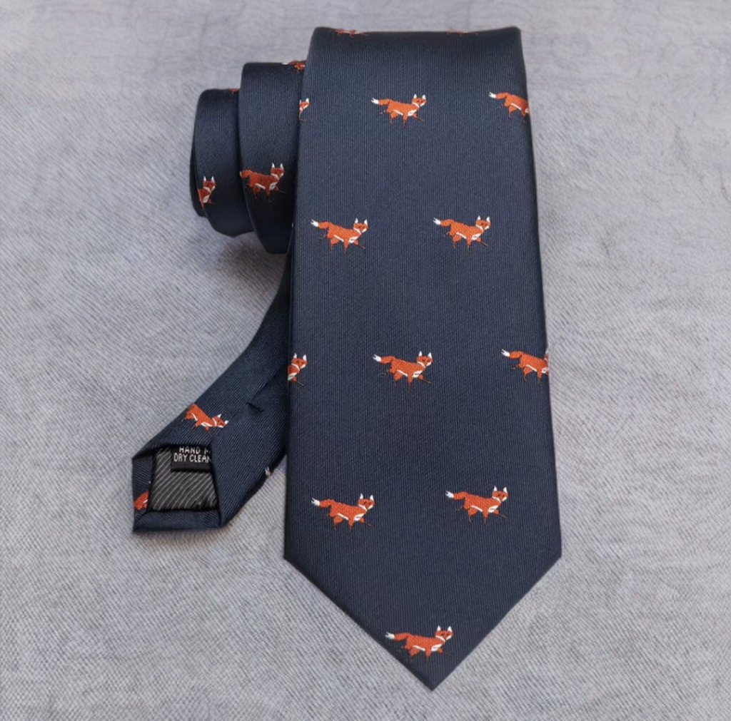 Mens Tie with Fox Motif