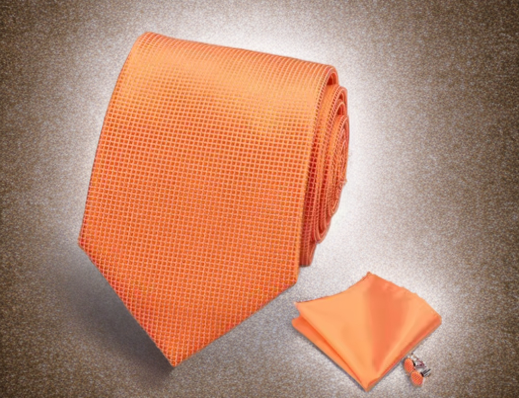 Mens Tie Set in Tangerine