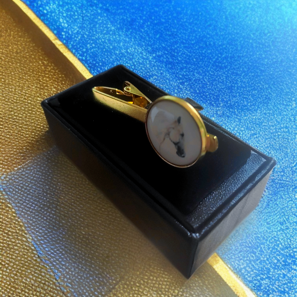 Tie Clip White Stallion Horse Head