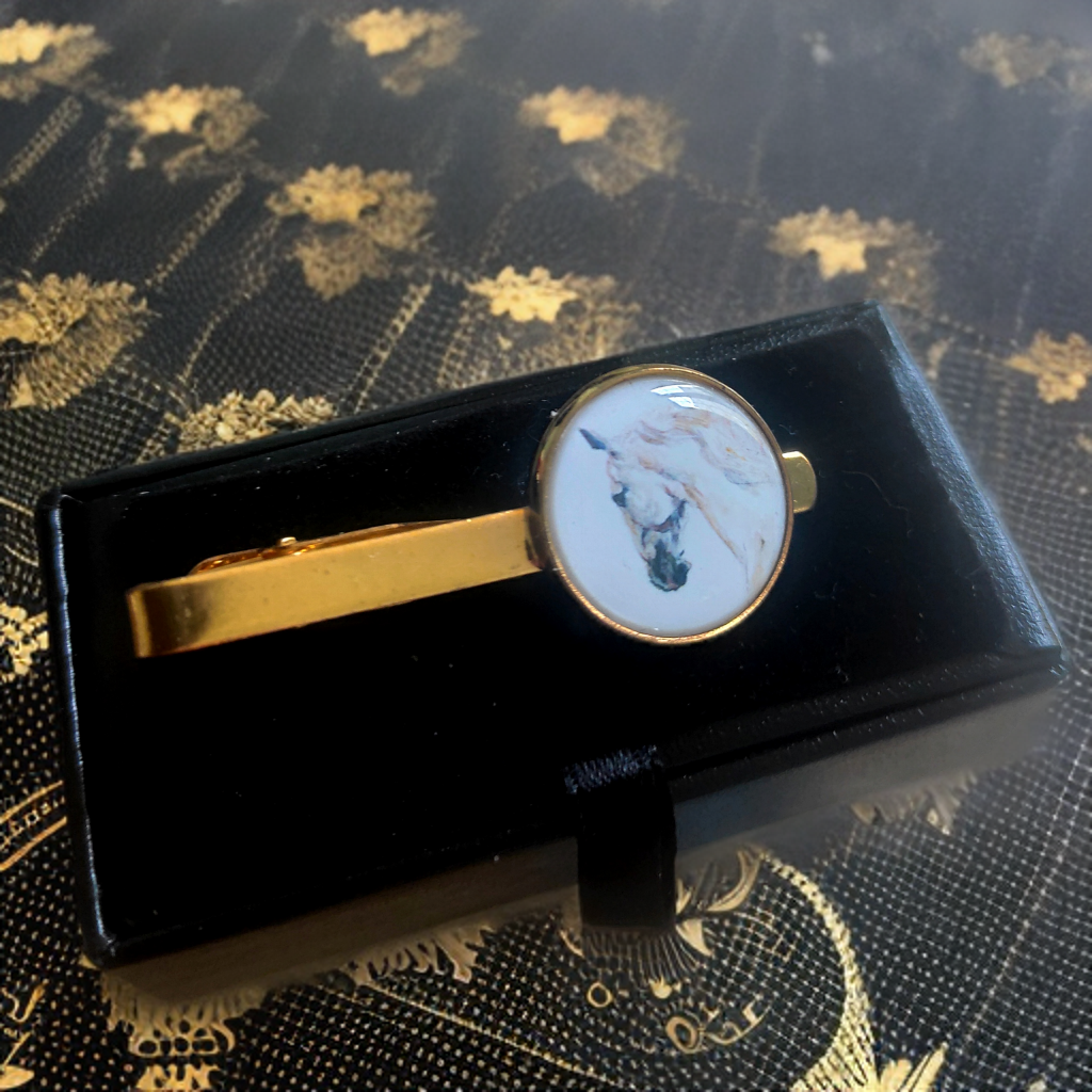Tie Clip White Stallion Horse Head