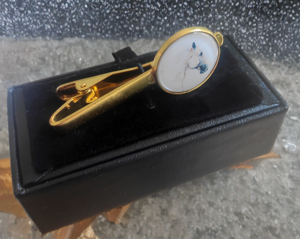 Tie Clip White Stallion Horse Head