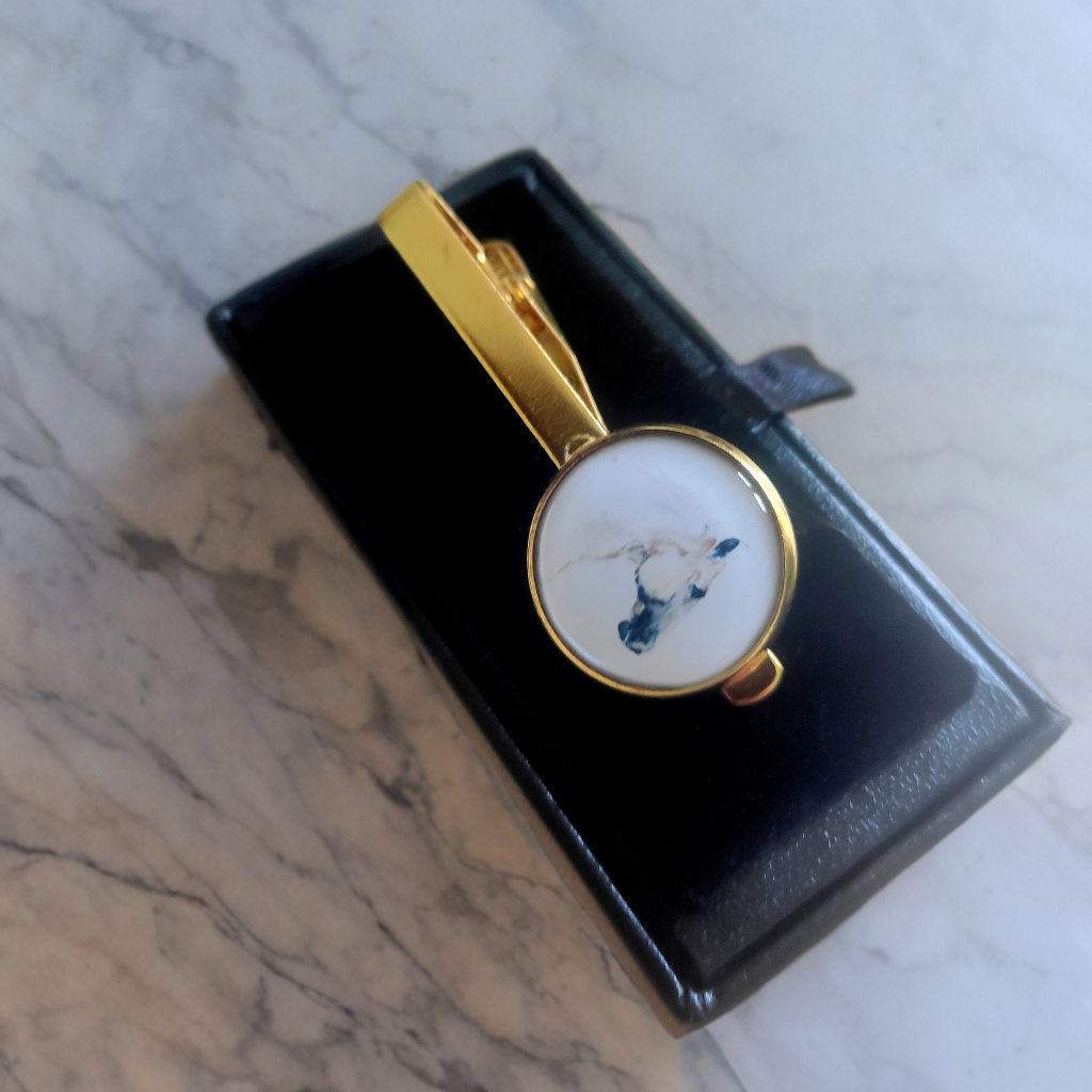 Tie Clip White Stallion Horse Head