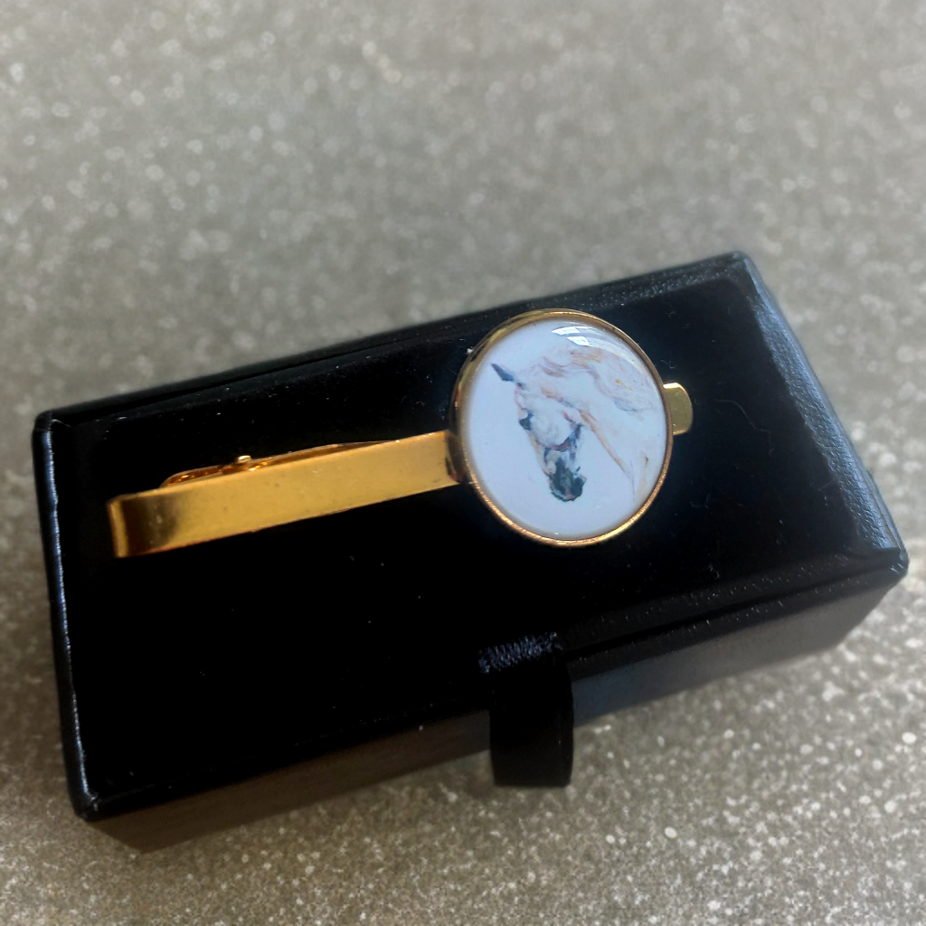 Tie Clip White Stallion Horse Head