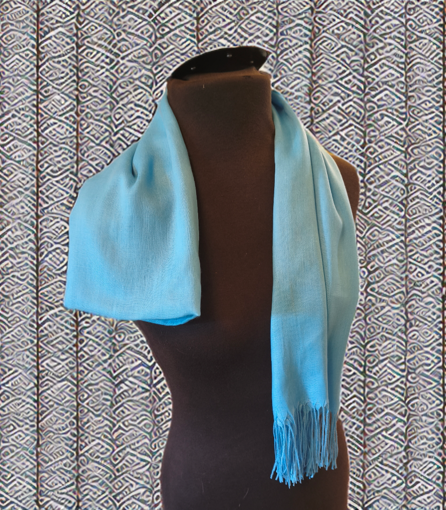 Luxury Sky Blue Cashmere Pashmina Shawl