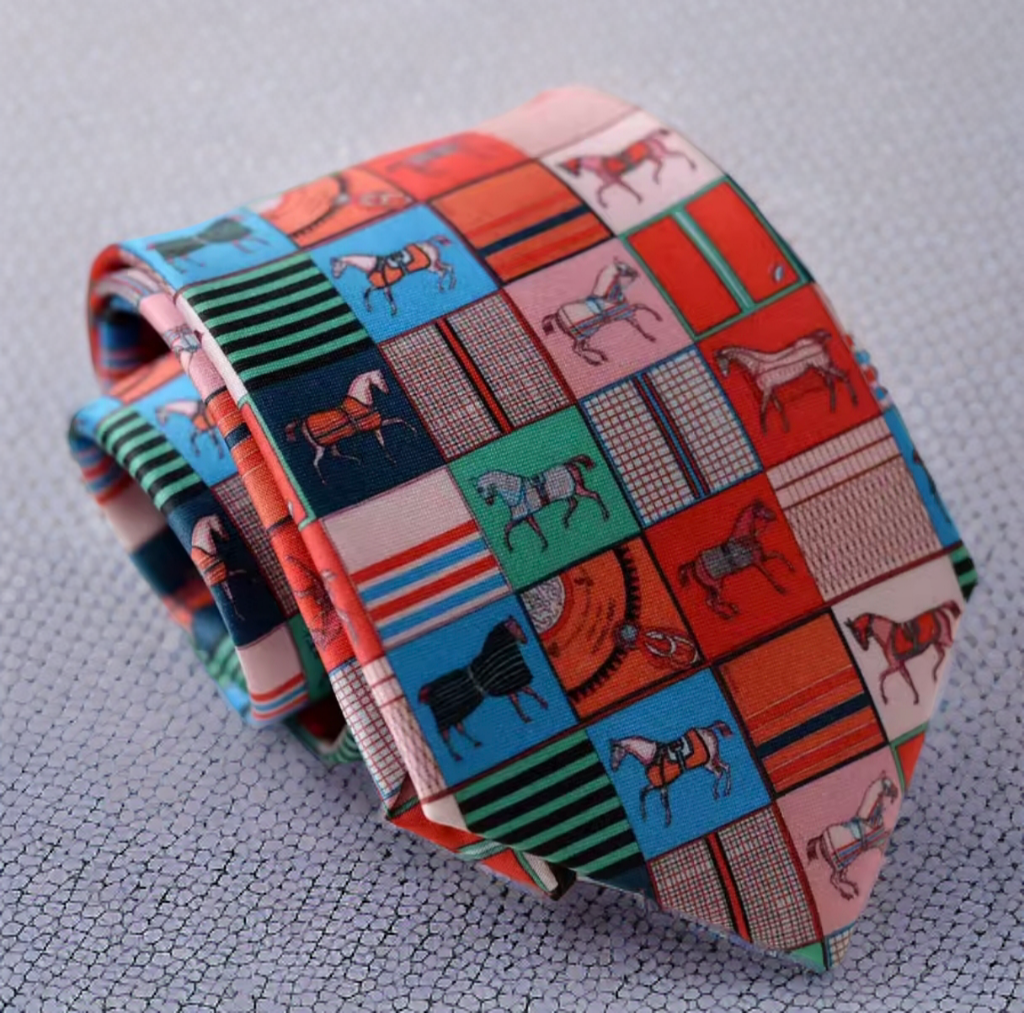 Men's Patchwork Horse Print Tie