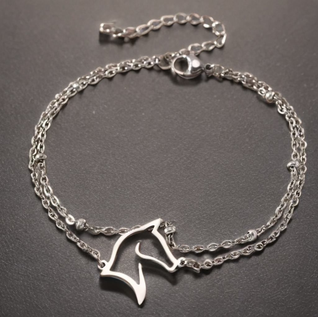 Horse Head Double Layer Chain Bracelet