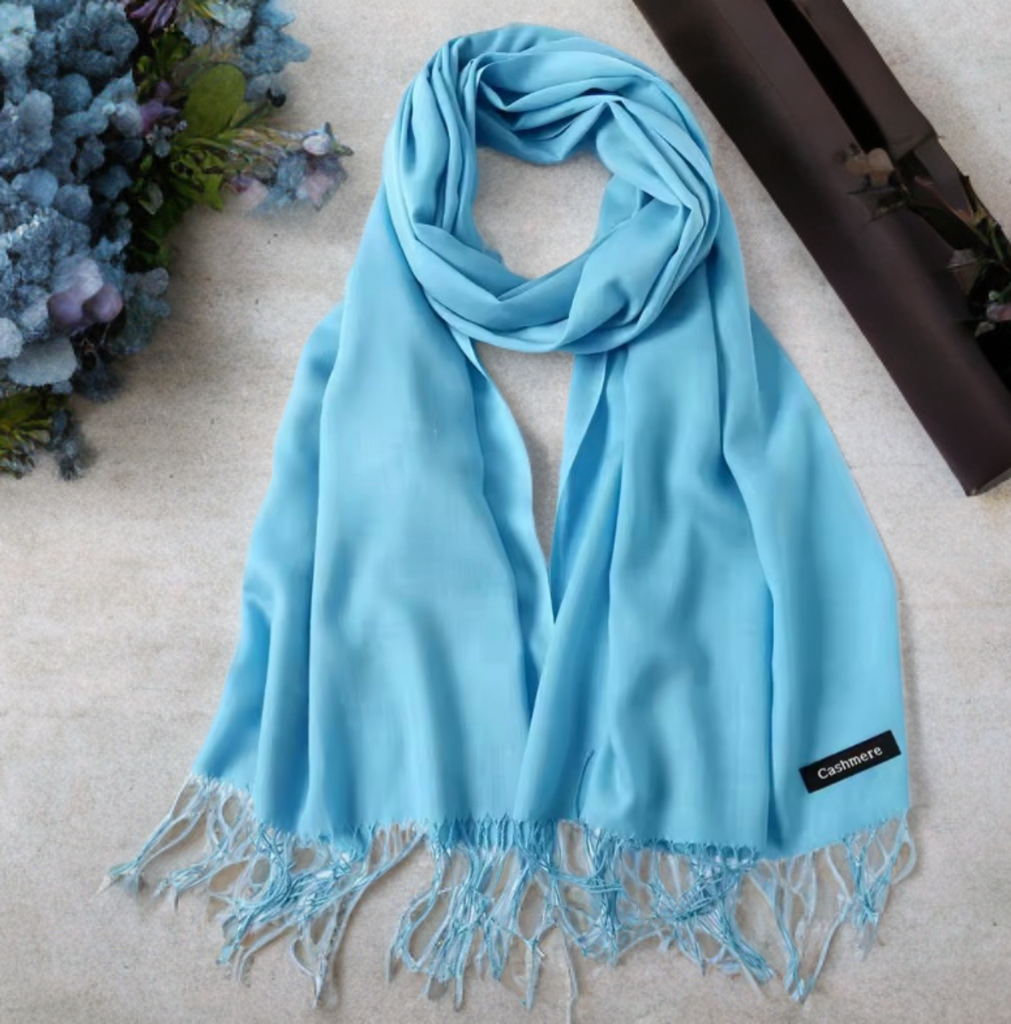 Luxury Sky Blue Cashmere Pashmina Shawl