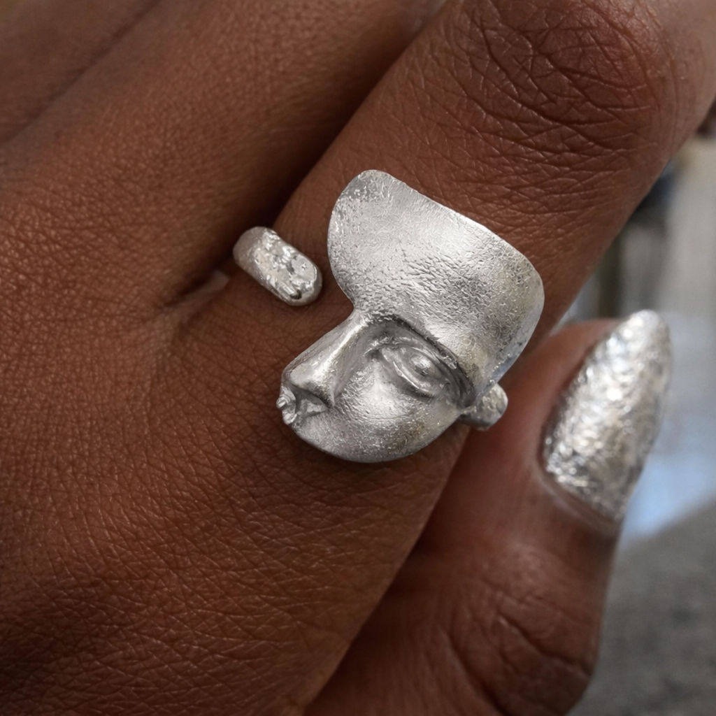 Sculptural Face Statement Ring