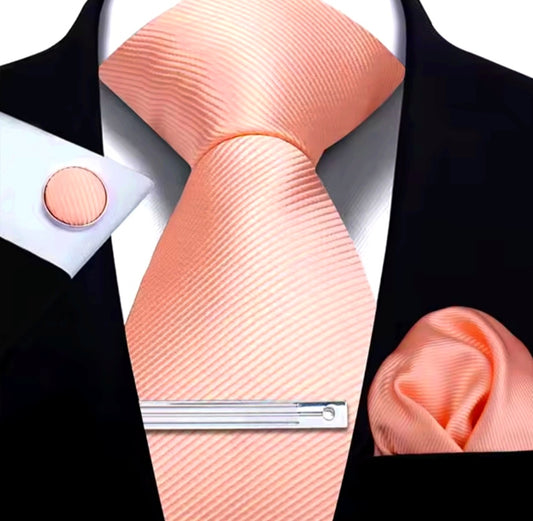 Mens Tie Set, In Peach