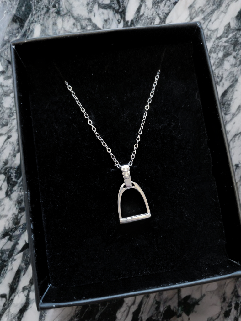 Silver Stirrup Equestrian Necklace