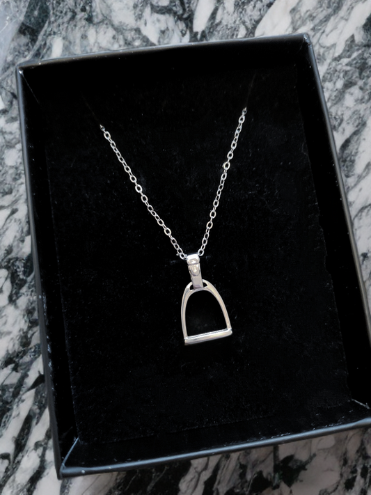 Silver Stirrup Equestrian Necklace