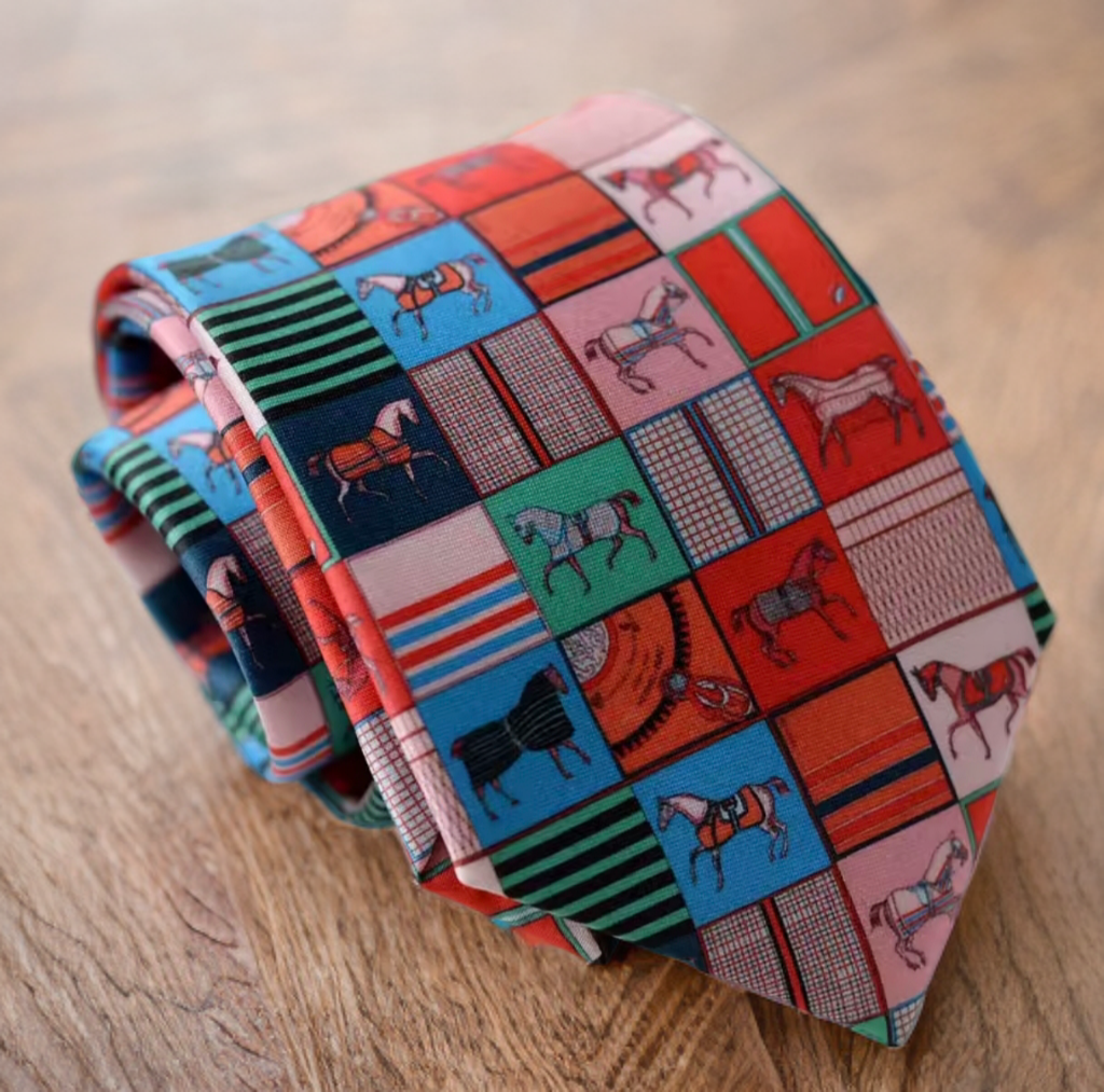 Men's Patchwork Horse Print Tie