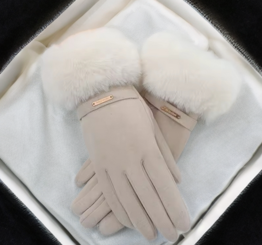 Ladies Fur Cuff Gloves