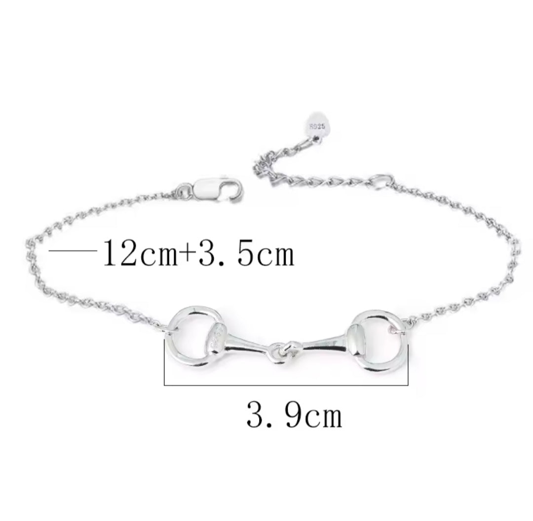 925 Silver Snaffle Bit Chain Bracelet
