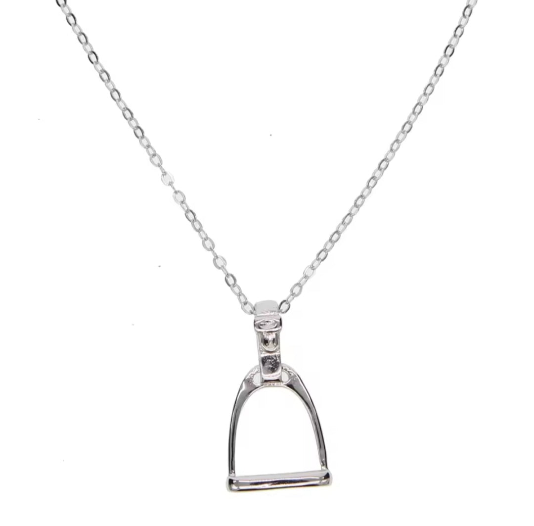 Silver Stirrup Equestrian Necklace