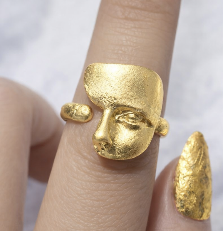 Sculptural Face Statement Ring