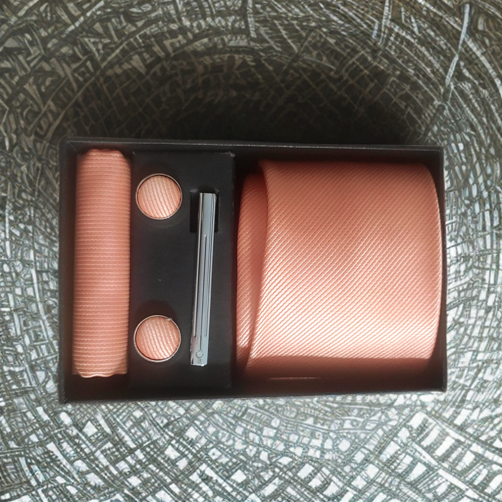 Mens Tie Set, In Peach