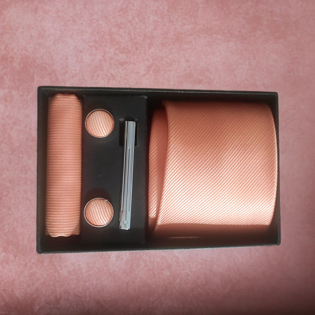 Mens Tie Set, In Peach