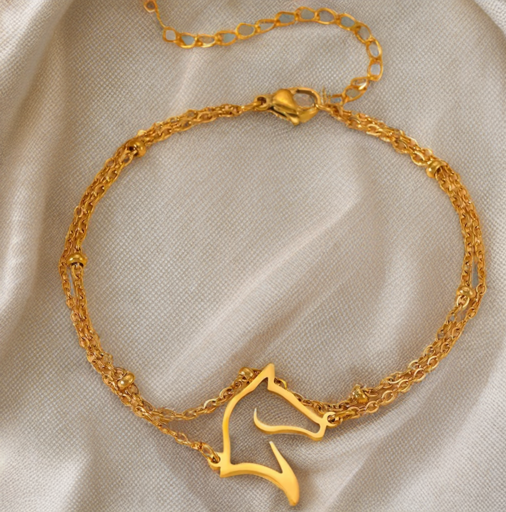 Horse Head Double Layer Chain Bracelet