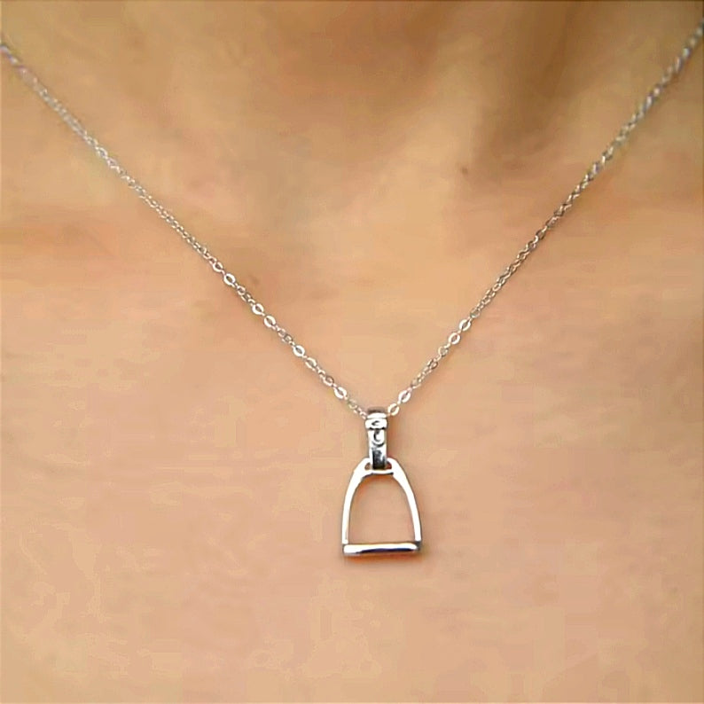 Silver Stirrup Equestrian Necklace
