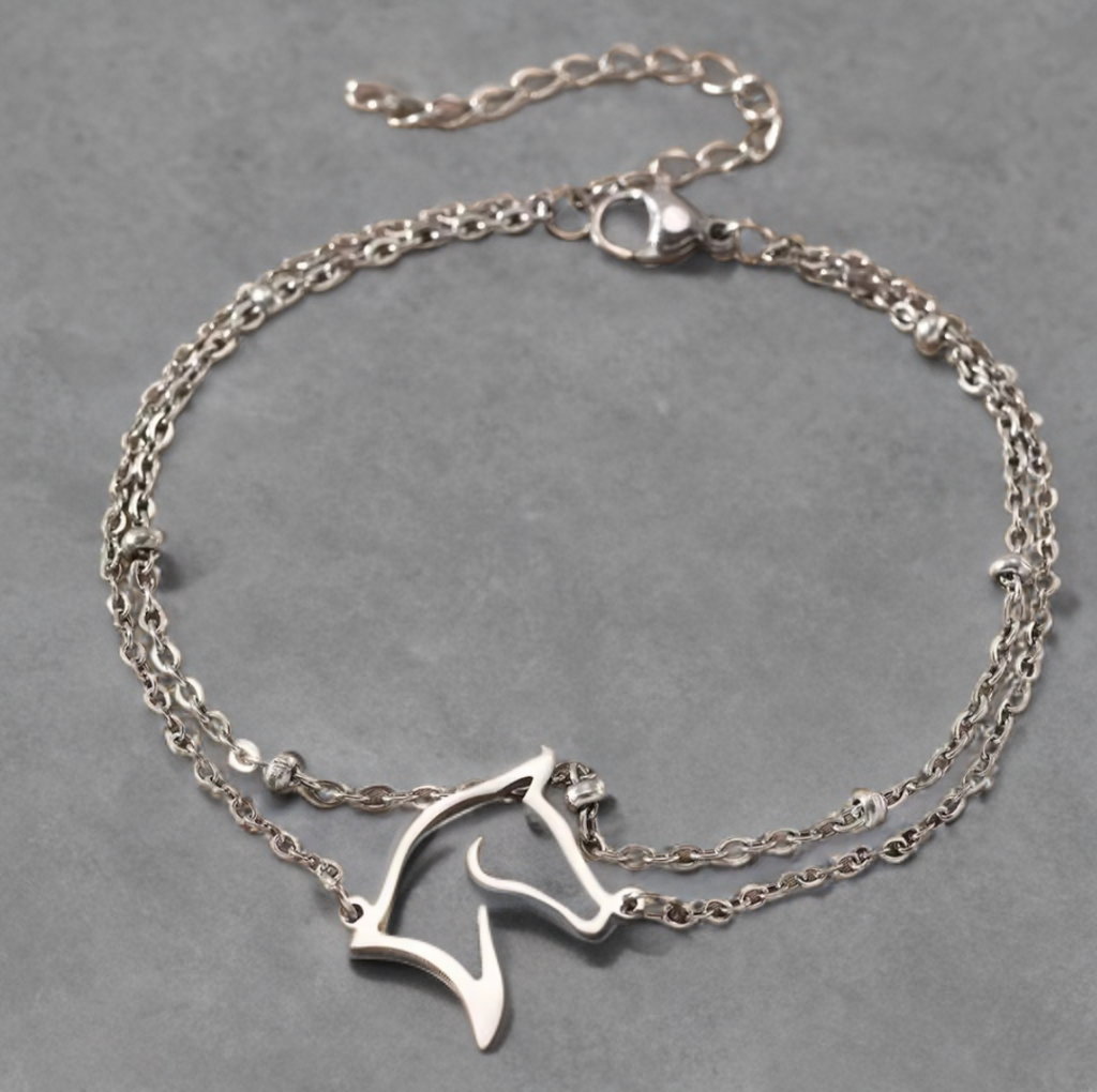 Horse Head Double Layer Chain Bracelet