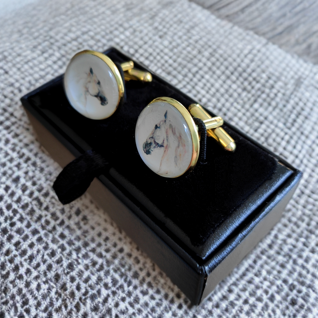 Horse Head White Stallion Cufflinks
