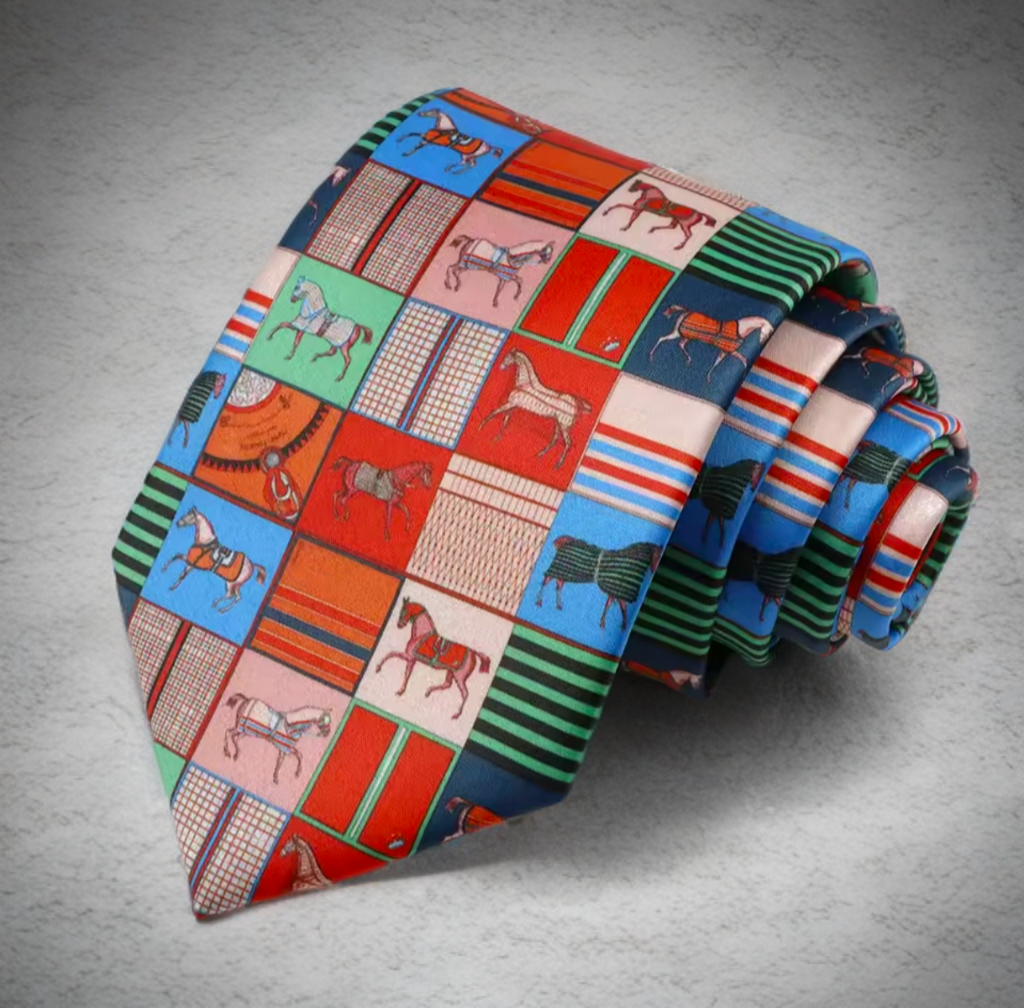Men's Patchwork Horse Print Tie