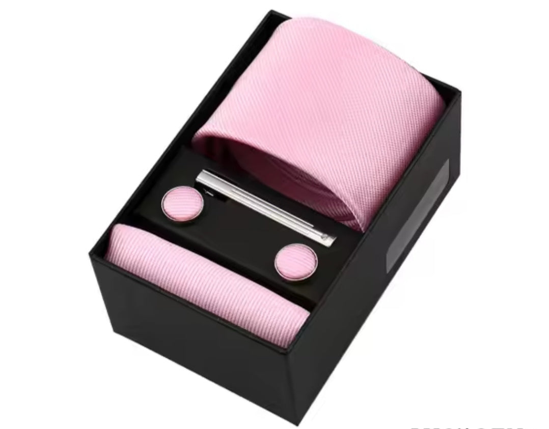 Men's Tie Set in Pale Pink