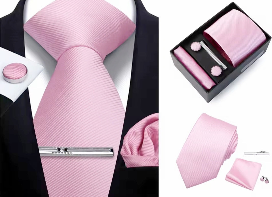 Men's Tie Set in Pale Pink