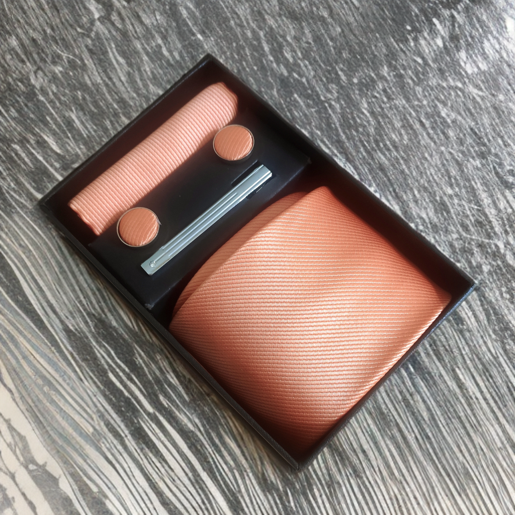 Mens Tie Set, In Peach