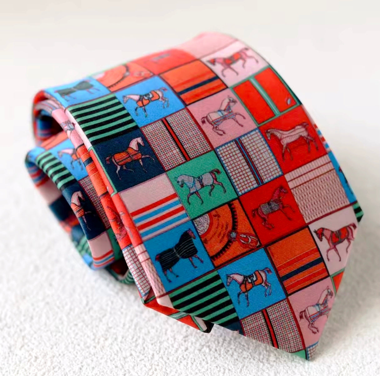 Men's Patchwork Horse Print Tie