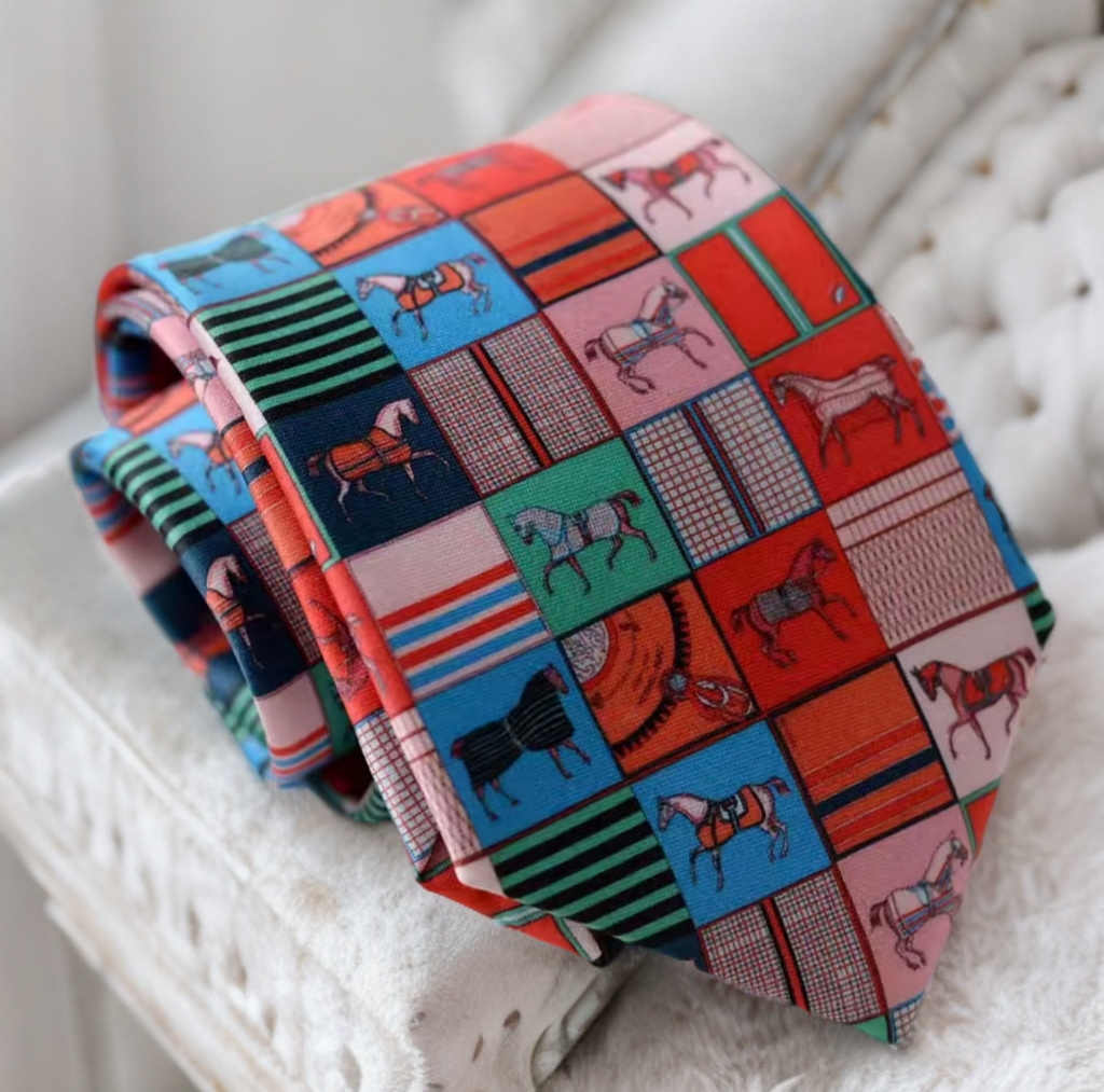 Men's Patchwork Horse Print Tie