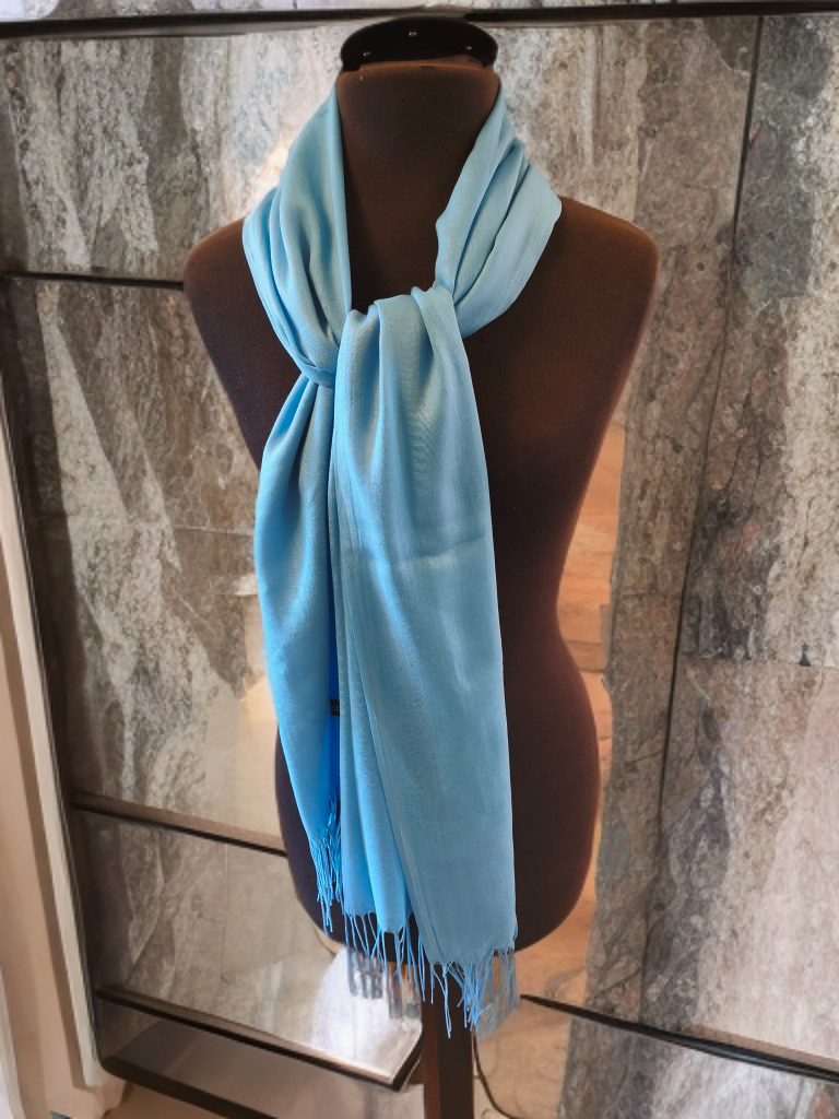 Luxury Sky Blue Cashmere Pashmina Shawl