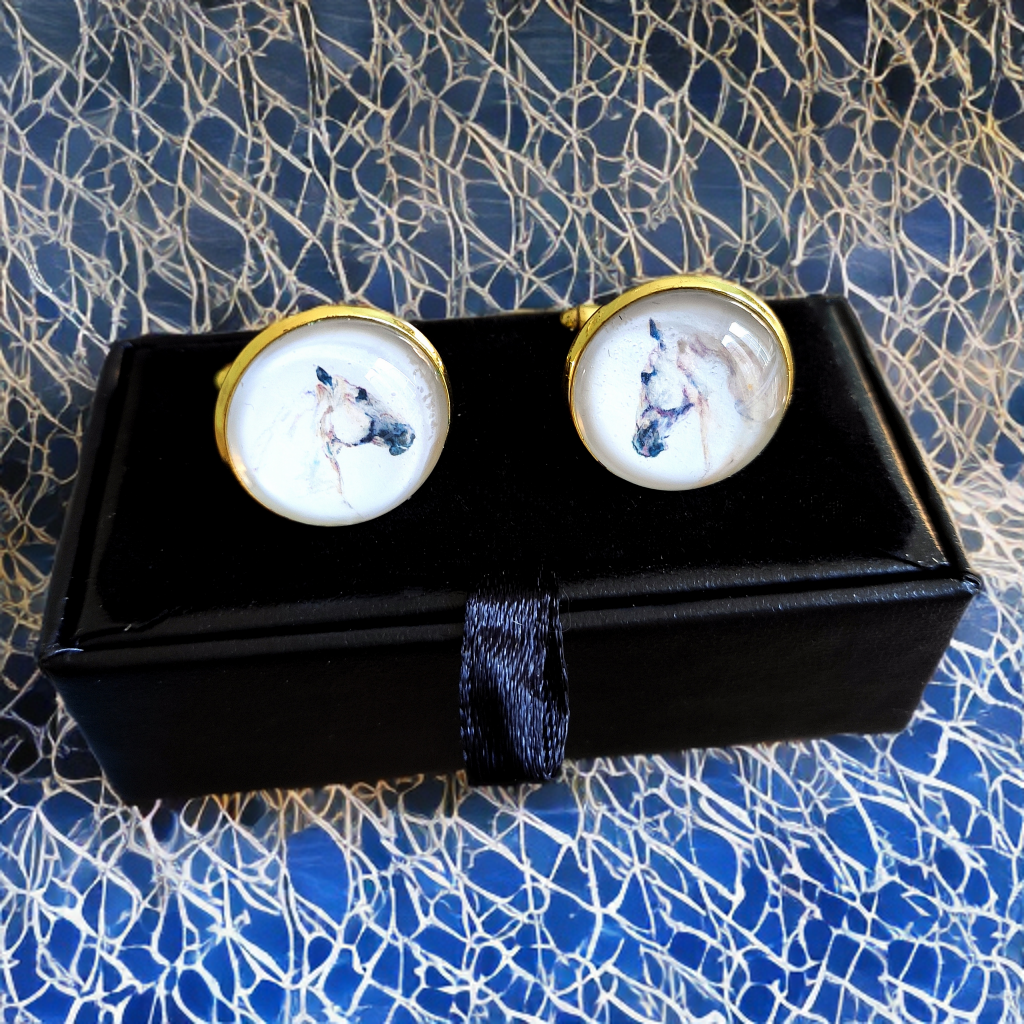 Horse Head White Stallion Cufflinks