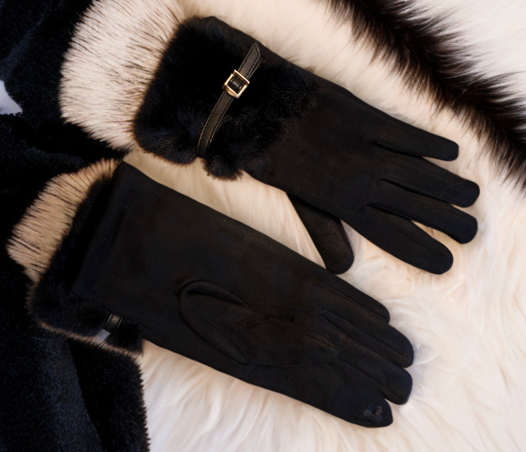 Black Faux fur gloves