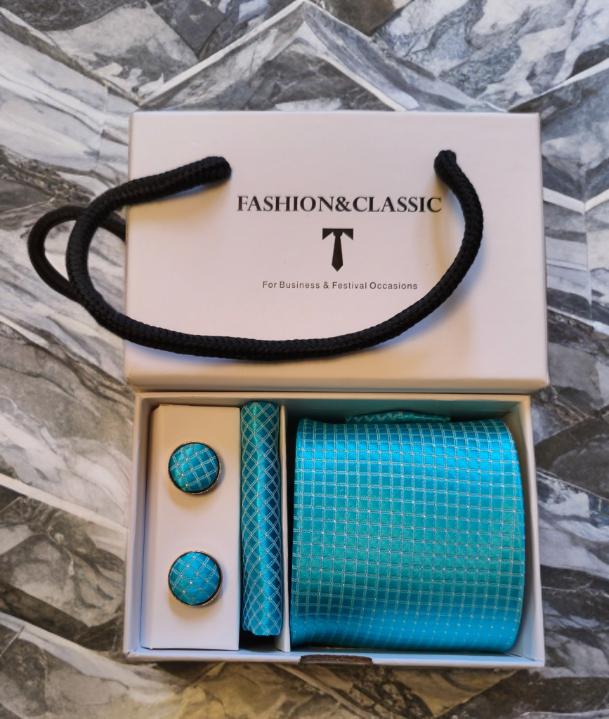 Gent's Turquoise Tie Set