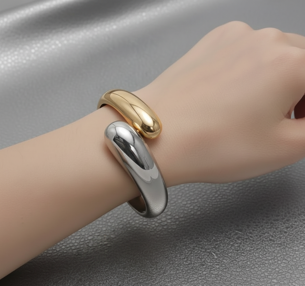 Two Tone Gold and Silver Bangle