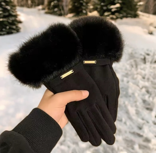 Black women's winter gloves