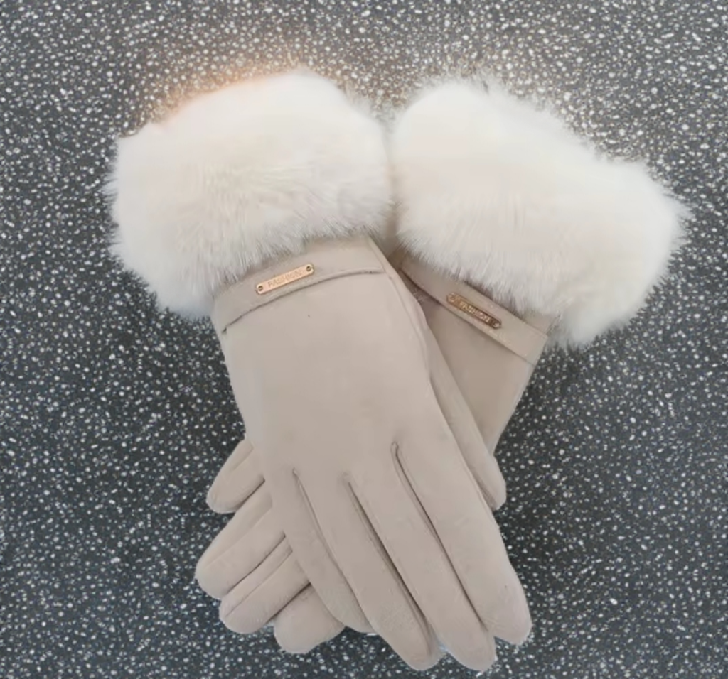 Ladies Fur Cuff Gloves