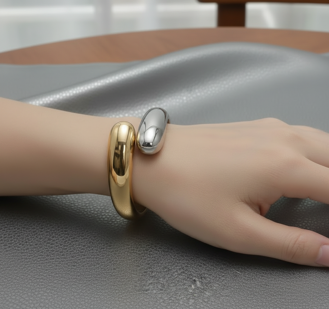 Two Tone Gold and Silver Bangle